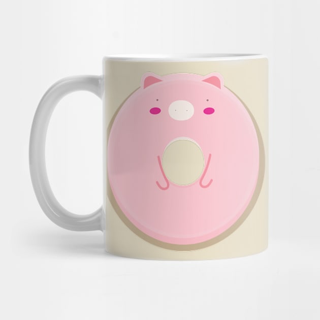 Cute Kawaii Pig Donut by InkyArt